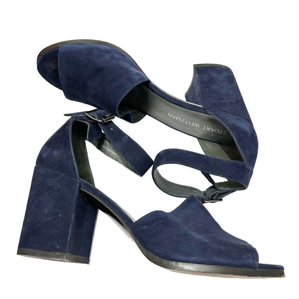 STUART WEITZMAN Soho Gal Navy Blue Sandals 9.5 M